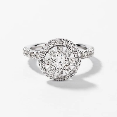 Diamond Cluster Ring 10K White Gold (1.00 ct tw)