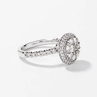 Diamond Cluster Ring 10K White Gold (1.00 ct tw)