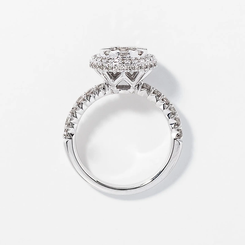 Diamond Cluster Ring 10K White Gold (1.00 ct tw)