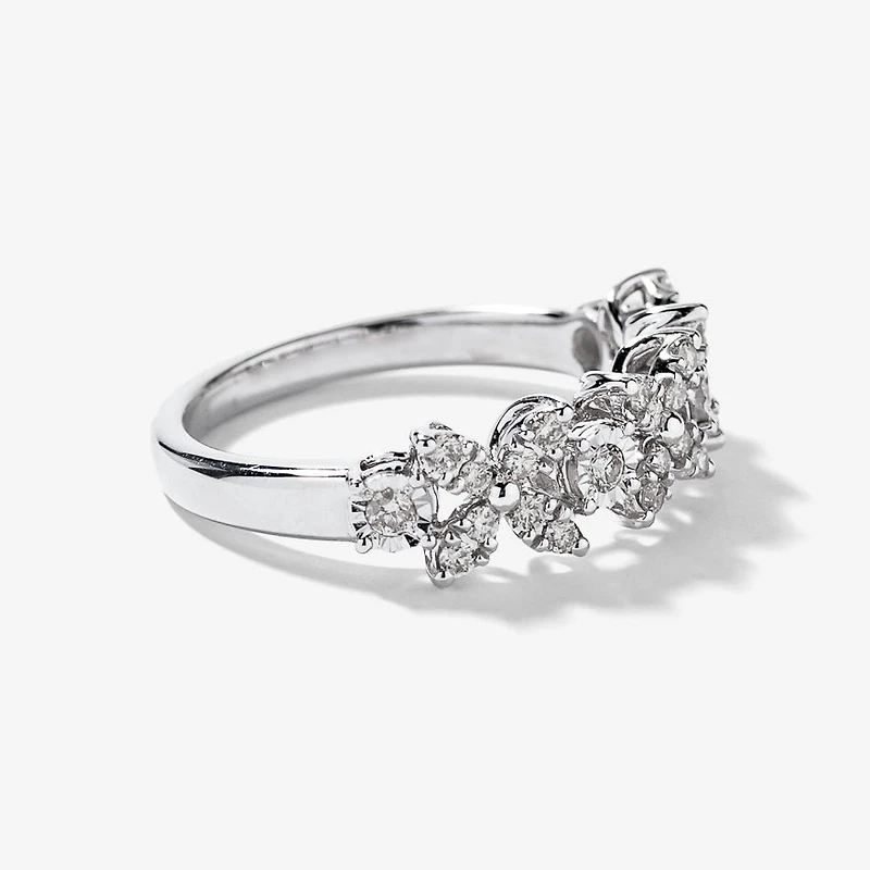 Diamond Petal Cluster Ring 10K White Gold (0.40 ct tw)