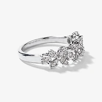Diamond Petal Cluster Ring 10K White Gold (0.40 ct tw)