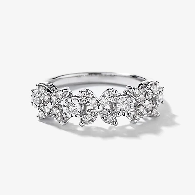Diamond Petal Cluster Ring 10K White Gold (0.40 ct tw)