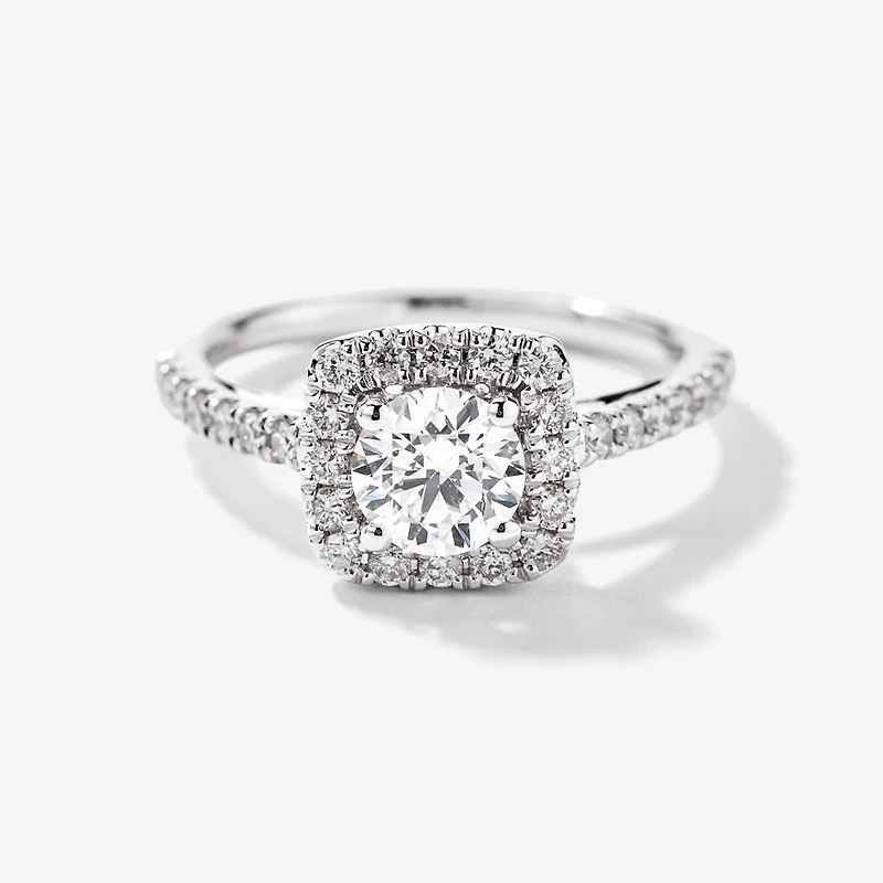 14K White Gold Halo Diamond Engagement Ring (1.20 ct tw)