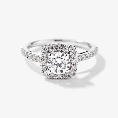 14K White Gold Halo Diamond Engagement Ring (1.20 ct tw)
