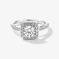 14K White Gold Halo Diamond Engagement Ring (1.20 ct tw)