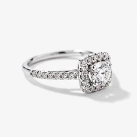 14K White Gold Halo Diamond Engagement Ring (1.20 ct tw)