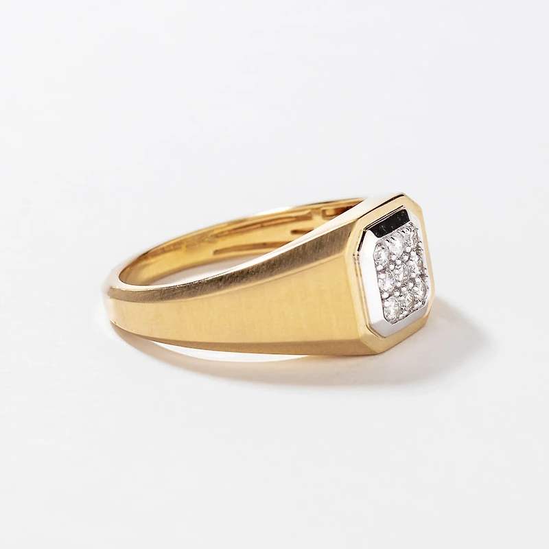 Men's Diamond Ring 10K Yellow and White Gold (0.25 ct tw)