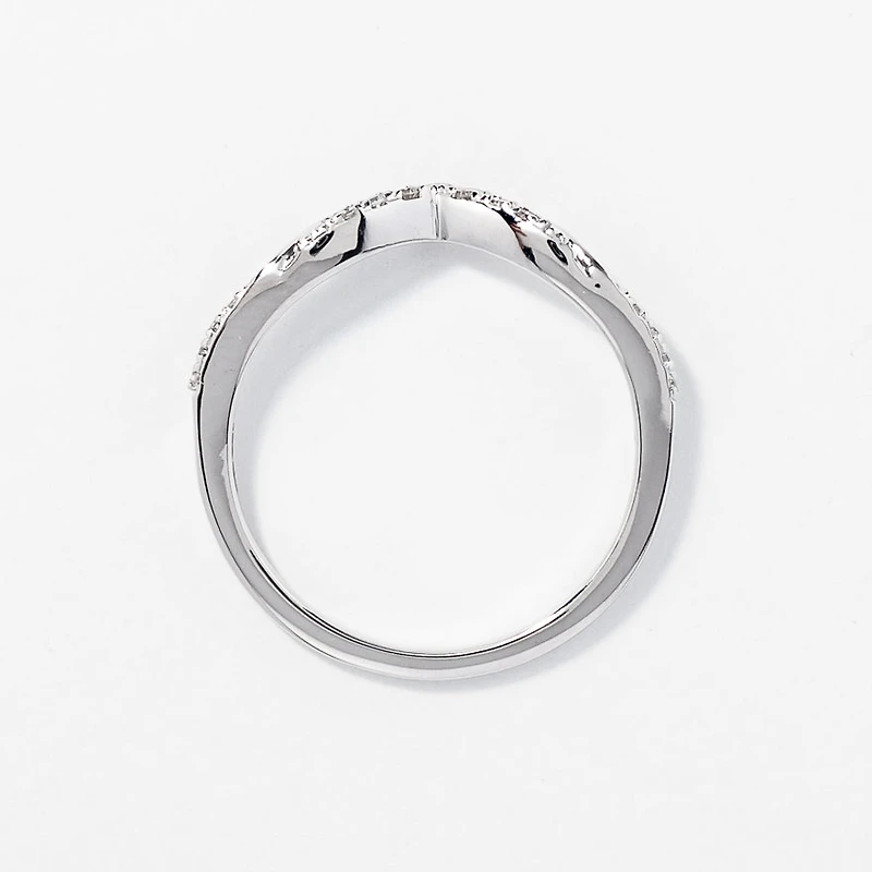 V Shape Diamond Wedding Band 14K White Gold (0.13 ct tw)