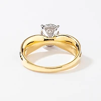 Oval Shape Diamond Cluster Ring 10K Yellow and White Gold (0.50 ct