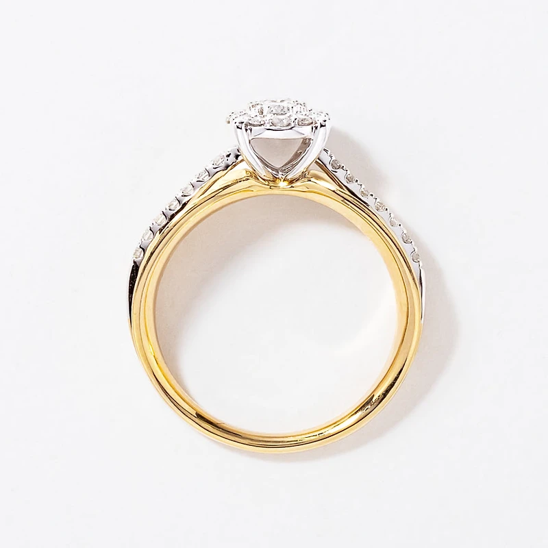 Oval Shape Diamond Cluster Ring 10K Yellow and White Gold (0.50 ct