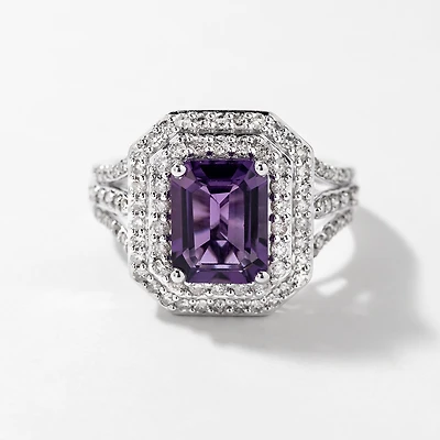 Amethyst Ring 10K White Gold