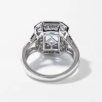 Blue Topaz Ring with Diamond Accents 10K White Gold