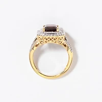 Garnet Ring with Diamond Accents 10K Yellow Gold