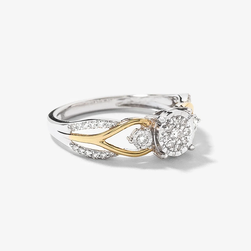 Diamond Cluster Ring 10K Yellow and White Gold (0.25 ct tw)