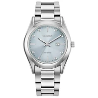 Citizen Ladies Eco Drive Stainless Steel Diamond and Blue Dial Watch |