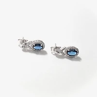 Sapphire Earrings with Diamond Accents in 10K White Gold