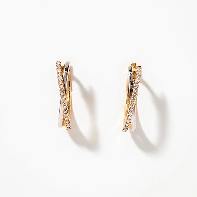 Diamond Hoop Earrings in 10K Yellow Gold (0.20 ct tw)