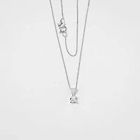 14K White Gold Canadian Diamond Pendant Necklace in a Four Claw Settin