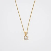 14K Yellow Gold Canadian Diamond Pendant Necklace in a Four Claw Setti
