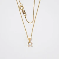 14K Yellow Gold Canadian Diamond Pendant Necklace in a Four Claw Setti