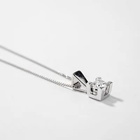 14K White Gold Canadian Diamond Pendant Necklace in a Four Claw Settin