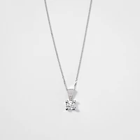 14K White Gold Canadian Diamond Pendant Necklace in a Four Claw Settin