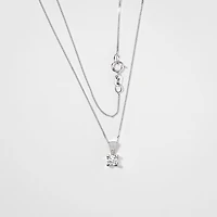 14K White Gold Canadian Diamond Pendant Necklace in a Four Claw Settin