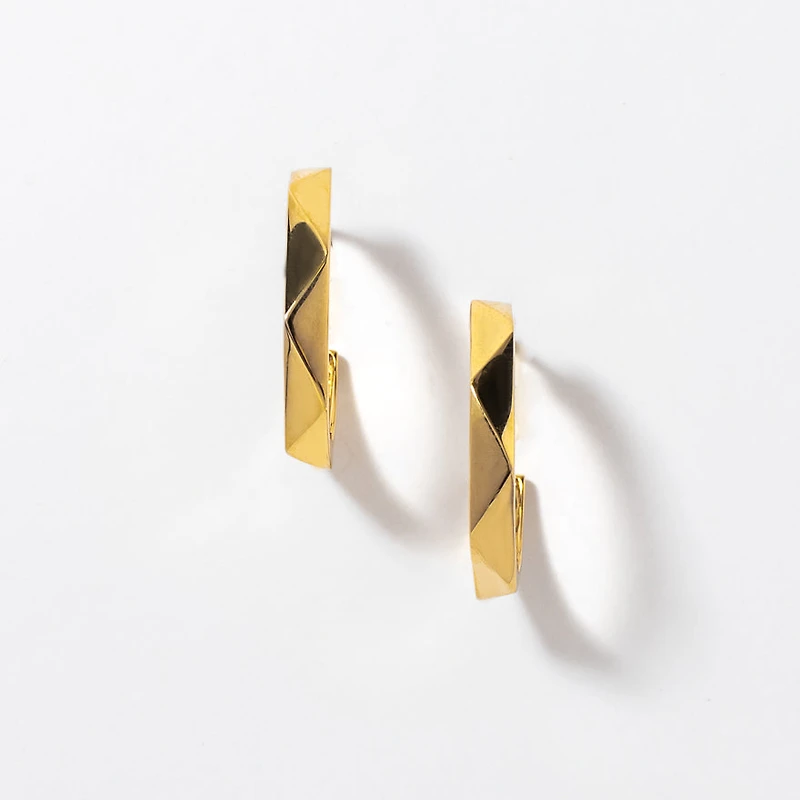 Textured Hook Earrings in 10K Yellow Gold