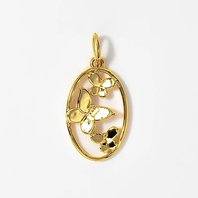 Oval Butterfly Pendant in 10K Yellow Gold