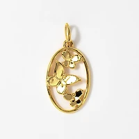 Oval Butterfly Pendant in 10K Yellow Gold