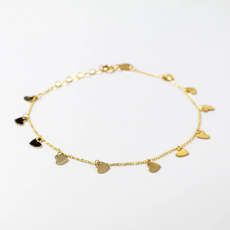 Dangling Heart Bracelet in 10K Yellow Gold