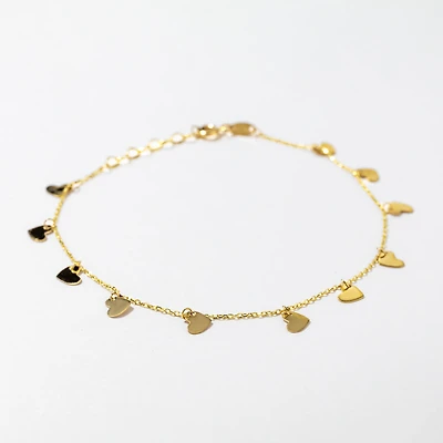 Dangling Heart Bracelet in 10K Yellow Gold
