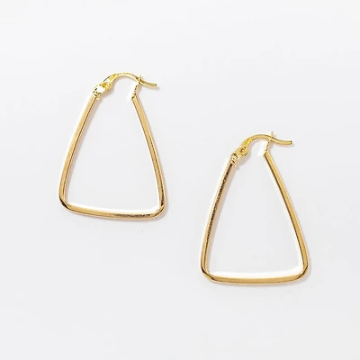Triangle Hoop Earrings in 10K Yellow Gold