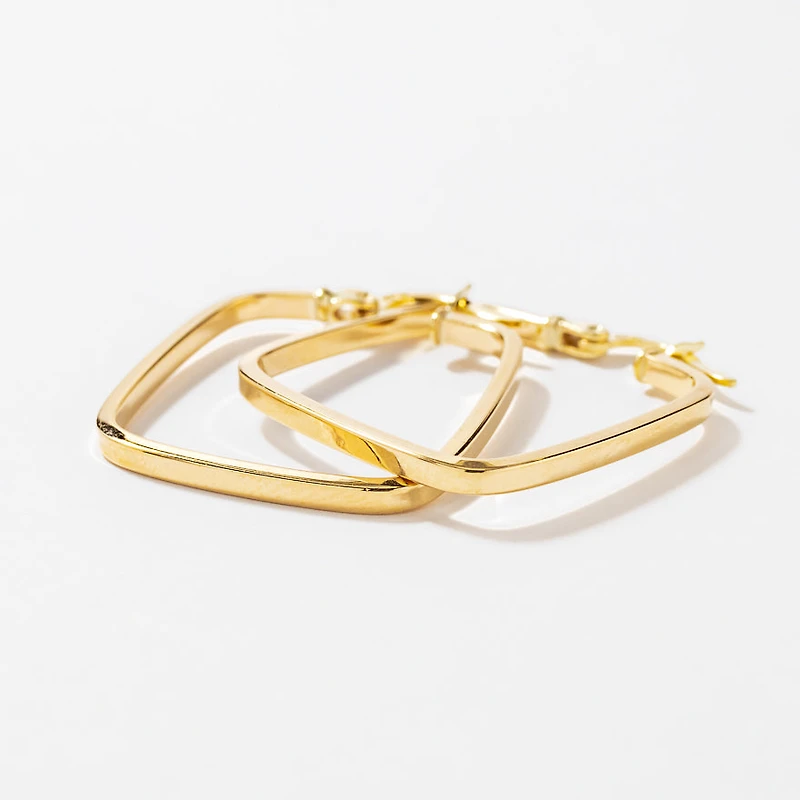 Square Hoop Earrings in 10K Yellow Gold