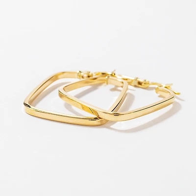 Square Hoop Earrings in 10K Yellow Gold