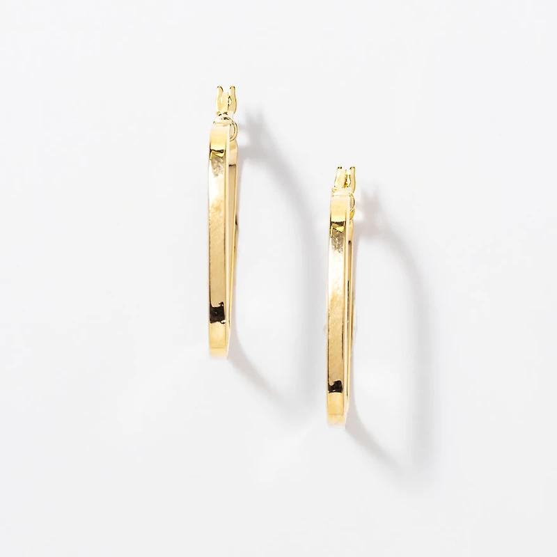 Square Hoop Earrings in 10K Yellow Gold