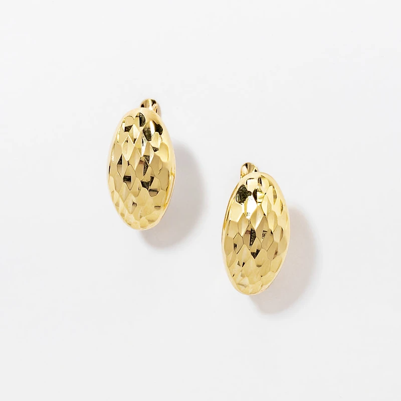 Diamond Cut Hoop Earrings in 10K Yellow Gold