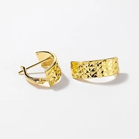 Diamond Cut Hoop Earrings 10K Yellow Gold