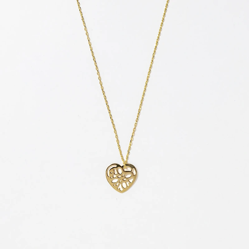 Open Heart Necklace in 10K Yellow Gold