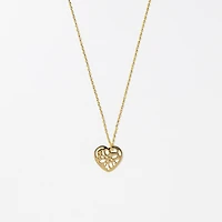Open Heart Necklace in 10K Yellow Gold