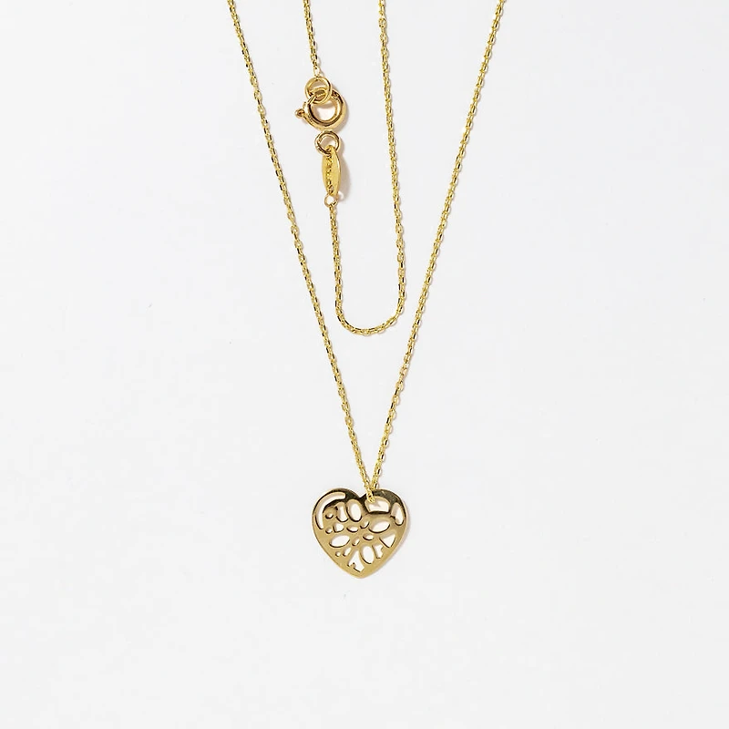 Open Heart Necklace in 10K Yellow Gold