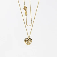 Open Heart Necklace in 10K Yellow Gold