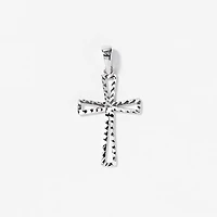 10K White Gold Diamond Cut Cross Pendant