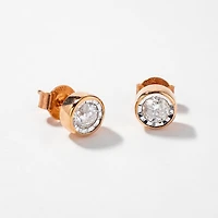 Bezel Stud Earrings in 10K Rose and White Gold (0.50 ct tw)