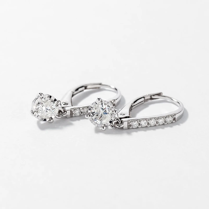 Diamond Cluster Earrings in 10K White Gold (0.50 ct tw)