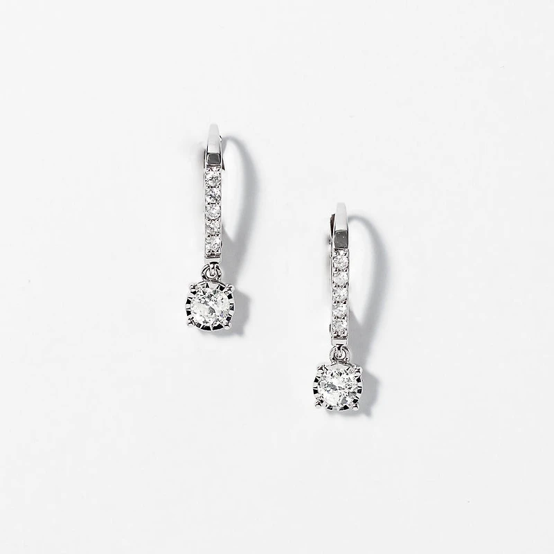 Diamond Cluster Earrings in 10K White Gold (0.50 ct tw)