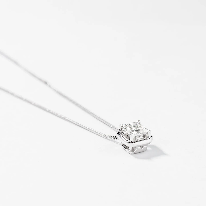 Princess Cut Solitaire Diamond Necklace in 10K White Gold (0.50 ct tw)