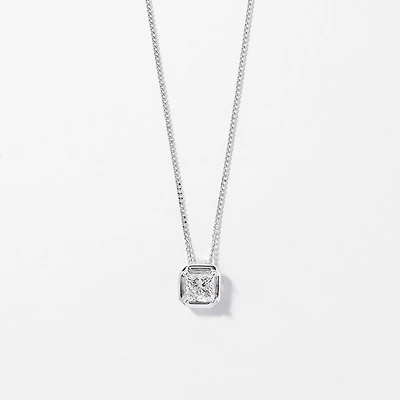 Princess Cut Solitaire Diamond Necklace in 10K White Gold (0.50 ct tw)