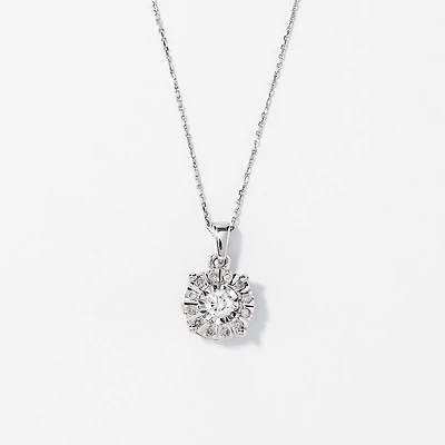 Diamond Cluster Necklace in 10K White Gold (0.25 ct tw)