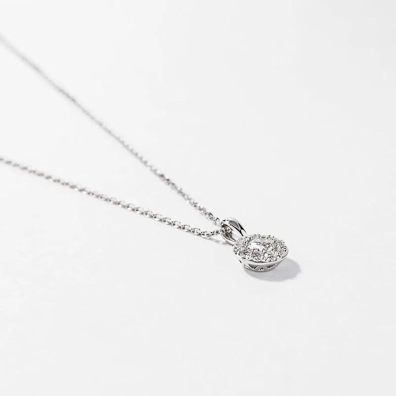 Diamond Cluster Necklace in 14K White Gold (0.40 ct wt)